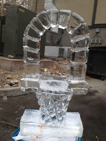 carved ice of basketball hoop